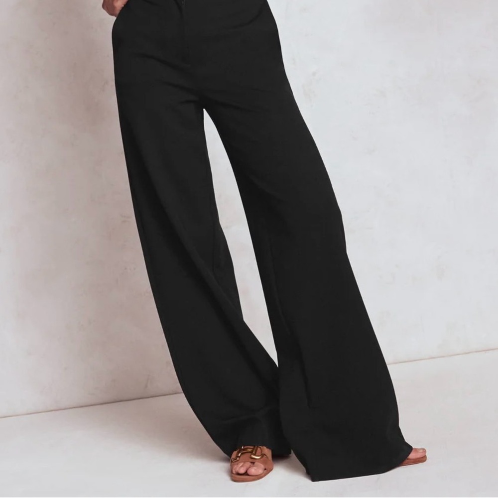 Boden Black Wide-Leg Women's Pants with Pockets 10R